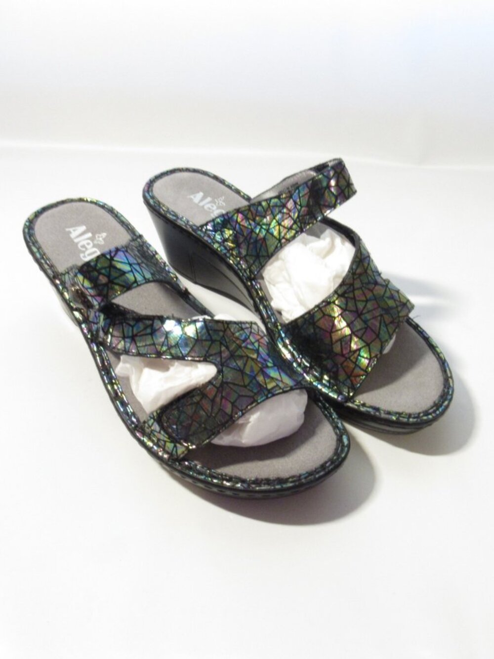 Alegria Leather Triple Strap Wedge Sandals Loti Size EU 38 US 8-8.5